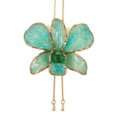 Clear-Coated & Gold-Edged Cymbidium Orchid Adjustable Necklace