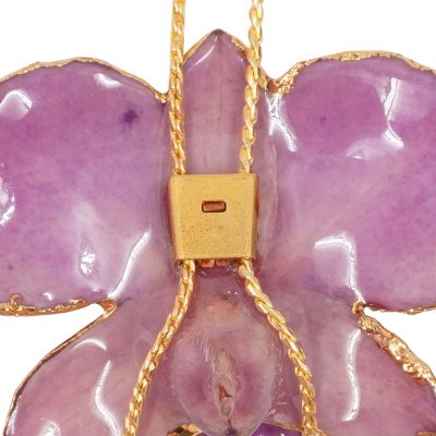 Clear-Coated & Gold Edges Dendrobium Orchid Adjustable Necklace