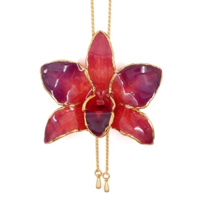 สร้อยปรับระดับดอกกล้วยไม้เดรโดรเบียมขอบทอง สร้อยปรับระดับดอกกล้วยไม้เดรโดรเบียมขอบทอง