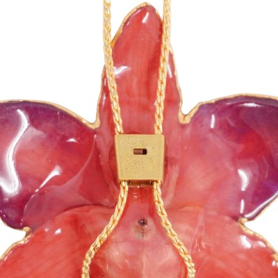 Clear-Coated & Gold-Edged Dreadrobium Orchid Adjustable Necklace