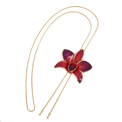 Clear-Coated & Gold-Edged Dreadrobium Orchid Adjustable Necklace