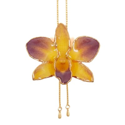 Clear-Coated & Gold-Edged Cymbidium Orchid Adjustable Necklace