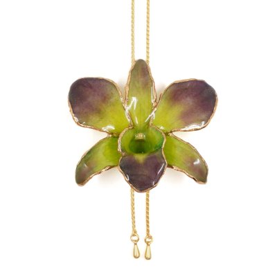 Clear-Coated & Gold-Edged Cymbidium Orchid Adjustable Necklace