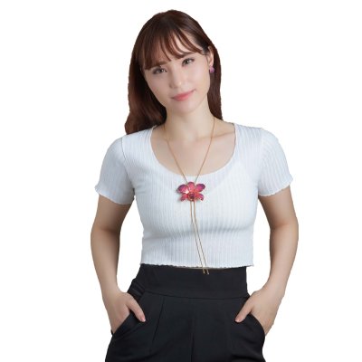 สร้อยปรับระดับดอกกล้วยไม้เดรโดรเบียมขอบทอง สร้อยปรับระดับดอกกล้วยไม้เดรโดรเบียมขอบทอง