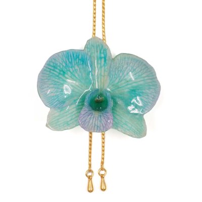 Clear-Coated Dendrobium Orchid Adjustable Necklace