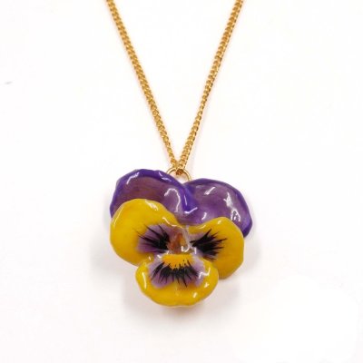 Clear-Coated Pansy Pendant