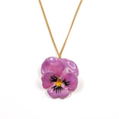 Clear-Coated Pansy Pendant