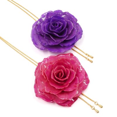 สร้อยปรับระดับดอกกุหลาบเคลือบใส สร้อยปรับระดับดอกกุหลาบเคลือบใส