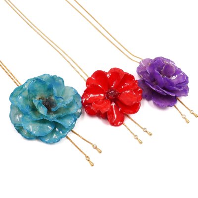 Clear-Coated Rose Adjustable Necklace