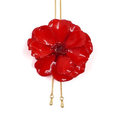 Clear-Coated Rose Adjustable Necklace