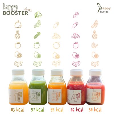 Happy Booster Shots #frozen (เซ็ทน้ำผักผลไม้ สกัดเย็นแช่แข็ง 5 สูตร)