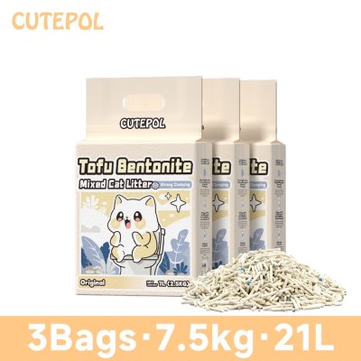Cutepol ทรายแมวเต้าหู้ ดับกลิ่นสูงสุด จับตัวก้อนแน่น แบบผสม