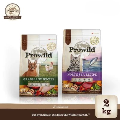 Prowild โปรไวลด์ อีโวลูชั่น เกรนฟรี อาหารแมวทุกสายพันธุ์/ทุกช่วงวัย 2 kg.