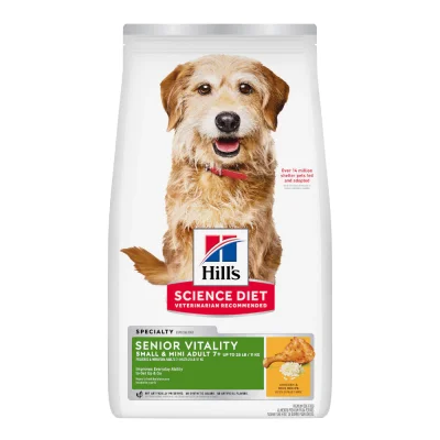 Hill's Science Diet Senior Vitality Adult 7+ Small&Mini สุนัขพันธุ์เล็ก 7ปี+ ต่อสู้สัญญาณอายุที่มากขึ้น 5.67กก.
