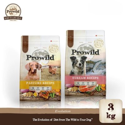 Prowild โปรไวลด์ อีโวลูชั่น เกรนฟรี อาหารสุนัขทุกสายพันธุ์/ทุกช่วงวัย ขนาด 3 kg.