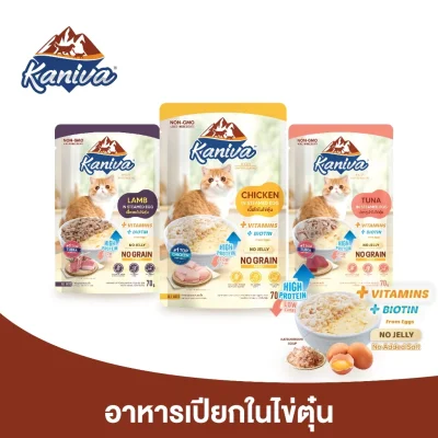 (12 ซอง) Kaniva Steamed Egg Wet Food อาหารเปียกคานิว่า
