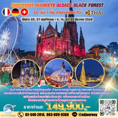 ทัวร์ ยุโรป ตลาดคริสต์มาส ฝรั่งเศส อัลซาส เยอรมัน ป่าดำ 10 วัน บินตรง TG
