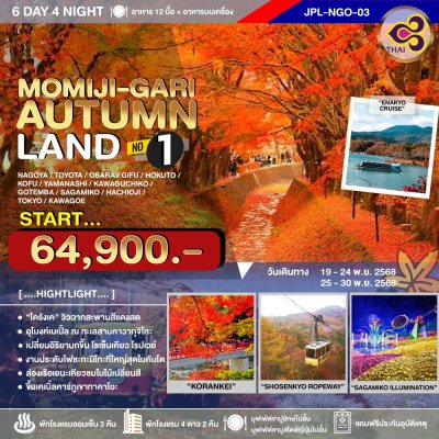 JPL-NGO03 ทัวร์ MOMIJI-GARI AUTUMNLAND NO.1 6D4N