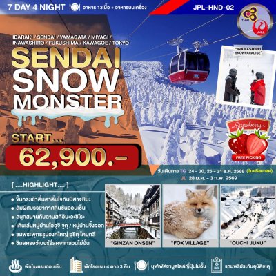 JPL-HND02 ทัวร์ SENDAI SNOW MONSTER 7D4N