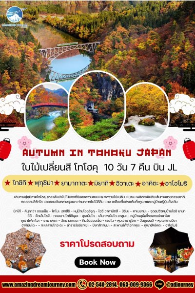 ทัวร์ ญี่ปุ่น ใบไม้เปลี่ยนสี โทโฮคุ 10 วัน บินแจแปนแอร์ไลน์