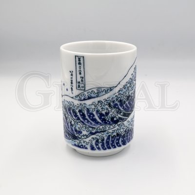 แก้วลายโฮคุไซคลื่นฟูจิ Hokusai Nami Fuji Yunomi (Seian)