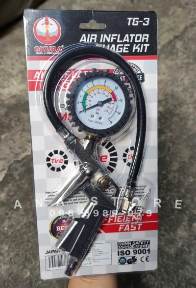 ปืนเติมลม ที่เติมลม หัวปืนเติมลม OKURA TG-3 ของแท้ เกจ์วัดลม มาตรวัด วัดลมยาง เครื่องวัดลมยาง