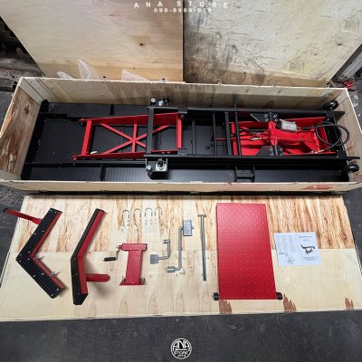 ลิฟต์ยกรถมอเตอร์ไซค์ ระบบลมและขาเหยียบ OKURA รุ่น OK-AML454 รองรับ 454 กก. (1000 LBS)