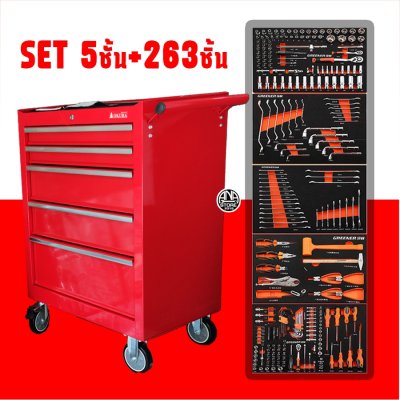 ตู้เครื่องมือ5ชั้น OKURA พร้อมเครื่องมือ เกรดCRV เหล็กหนา คุณภาพดี สินค้าพร้อมส่งจากไทย