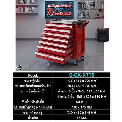 ตู้เครื่องมือ 5–7 ชั้น OKURA / SMART ลิ้นชักลูกปืน แข็งแรง มืออาชีพ