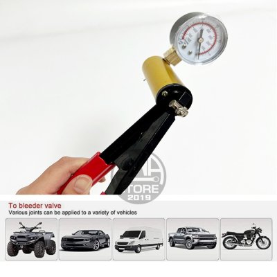 ไล่ลมเบรค ปั๊มสูญญากาศอลูมิเนียม เบรคของเหลวแบบพกพาชุดซ่อม-ทดสอบสูญญากาศ2In1 Brake Bleed Vacuum Pump Brake Oil Pump
