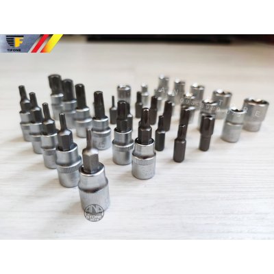 ชุดบล็อกเดือยโผล่ TIFONE ลูกบล็อกชุด E+T 34 ชิ้น 1/4-3/8