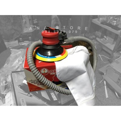 เครื่องขัดสีเคลือบสีรถยนต์ เครื่องขัดกระดาษทราย แบบใช้ลม 6นิ้ว okura