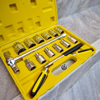 ใหม่! บล็อกตัวทีแบบด้ามฟรี 15ตัวชุด 8-24มม. ด้ามฟรีตัวที