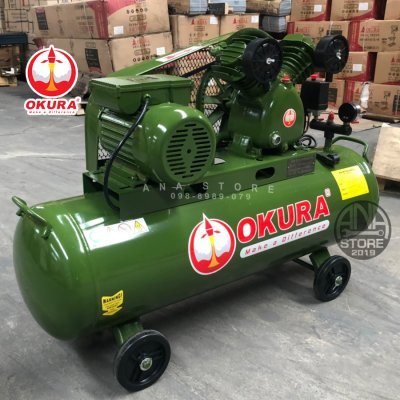 OKURA ปั๊มลมสายพาน 3HP 100ลิตร รับประกัน แท้100%