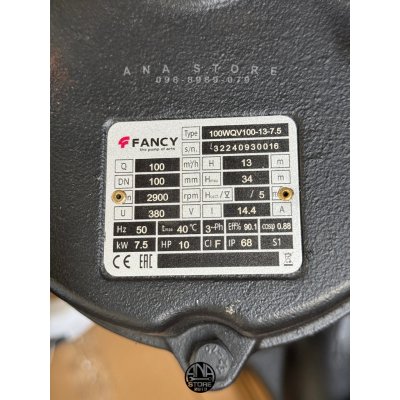 FANCY ปั๊มแช่ดูดโคลน 4นิ้ว ใบพัด ‘ตัด’ SUBMERSIBLE VORTEX PUMP 100WQV