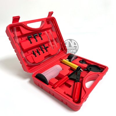 ไล่ลมเบรค ปั๊มสูญญากาศอลูมิเนียม เบรคของเหลวแบบพกพาชุดซ่อม-ทดสอบสูญญากาศ2In1 Brake Bleed Vacuum Pump Brake Oil Pump