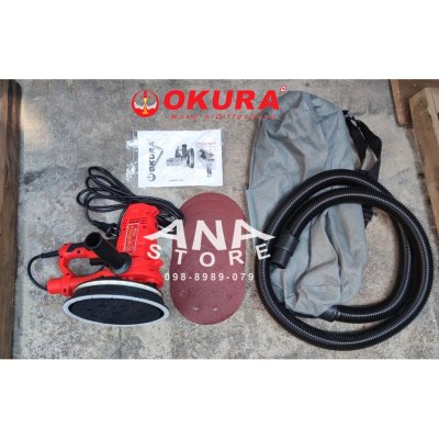 เครื่องขัดผนัง ขัดฝ้า ไร้ฝุ่น 7" OKURA DWS-180L