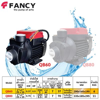 FANCY ปั๊มหอยโข่ง ใบพัดทองเหลือง 1นิ้ว ทองแดงแท้