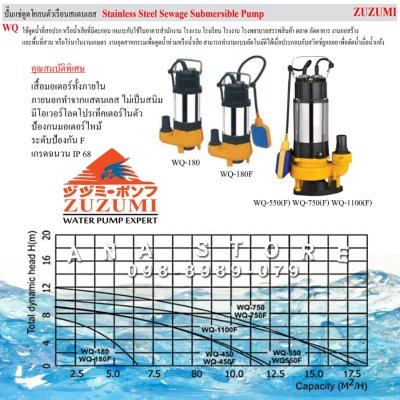 ปั๊มแช่ดูดโคลน ZUZUMI แท้ (สแตนเลส) WQ-series รับประกัน6เดือน