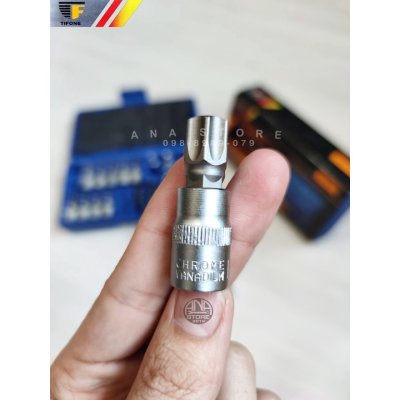 ชุดบล็อกเดือยโผล่ TIFONE ลูกบล็อกชุด E+T 34 ชิ้น 1/4-3/8