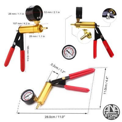 ไล่ลมเบรค ปั๊มสูญญากาศอลูมิเนียม เบรคของเหลวแบบพกพาชุดซ่อม-ทดสอบสูญญากาศ2In1 Brake Bleed Vacuum Pump Brake Oil Pump