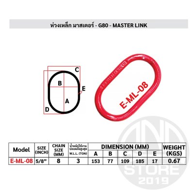 อุปกรณ์โซ่ ตะขอเซฟตี้/แฮมเมอร์/ห่วงมาสเตอร์ ซุปเปอร์อัลลอย G80 SafetyHook