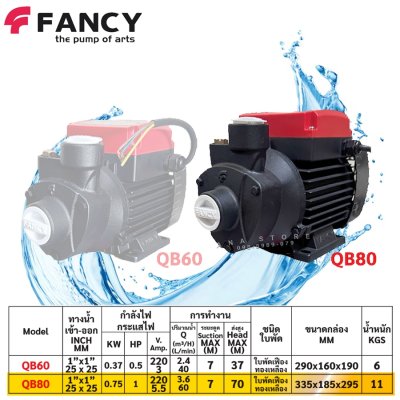 FANCY ปั๊มหอยโข่ง ใบพัดทองเหลือง 1นิ้ว ทองแดงแท้