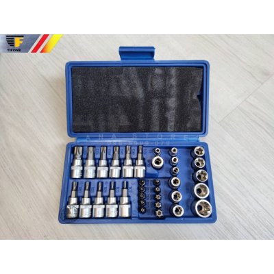 ชุดบล็อกเดือยโผล่ TIFONE ลูกบล็อกชุด E+T 34 ชิ้น 1/4-3/8