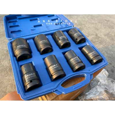 OKURA ชุดลูกบล็อกลมดำ 1" 8 ตัว/ชุด OK-8IS