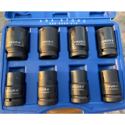 OKURA ชุดลูกบล็อกลมดำ 1" 8 ตัว/ชุด OK-8IS