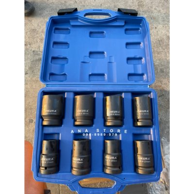 OKURA ชุดลูกบล็อกลมดำ 1" 8 ตัว/ชุด OK-8IS