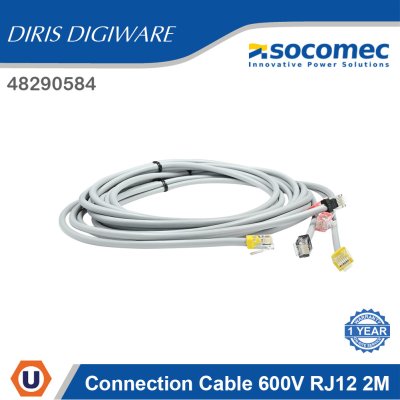 Socomec Connection Cable 600V RJ12 2M For Use With DIRIS Digiware Range| 48290584