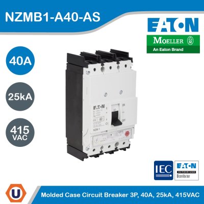EATON Molded Case Circuit-Breaker (MCCB) 3P 40A 25kA 415VAC | NZMB1-A40-AS