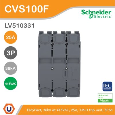 Schneider Electric Circuit breaker CVS100F 36 kA at 415 VAC 25 A TM-D trip unit 3P | LV510331